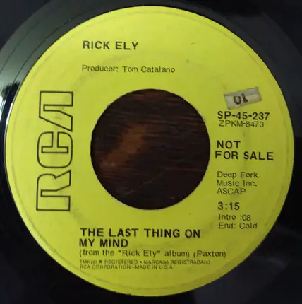 Rick Ely - Circle Game / The Last Thing On My Mind