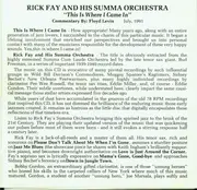 CD - Rick Fay And His Summa Orchestra - This Is Where I Came In