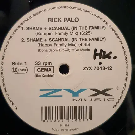 Rick Palo - Shame And Scandal (In The Family)