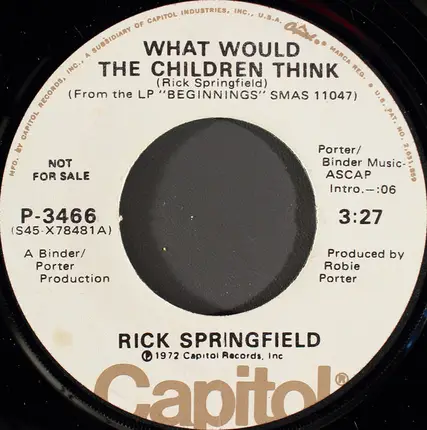 Rick Springfield - What Would The Children Think