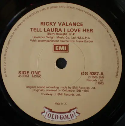 Ricky Valance / Bobby Angelo - Tell Laura I Love Her / Baby Sittin'