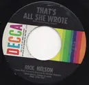 7inch Vinyl Single - Ricky Nelson - For You / That's All She Wrote