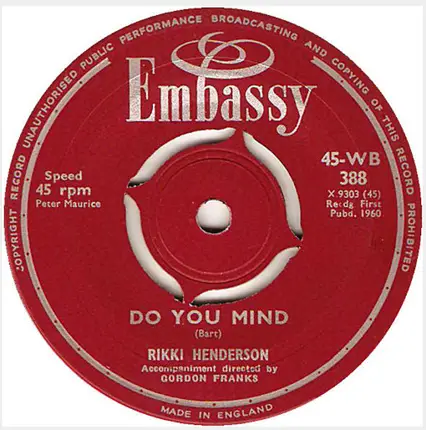 Rikki Henderson - Be Mine (Alle Madchen Wollen Kusser) / Do You Mind