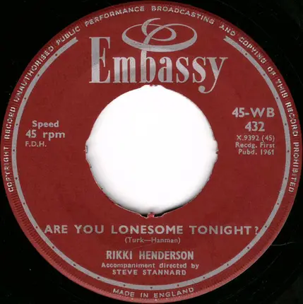 Rikki Henderson - Stay / Are You Lonesome Tonight?
