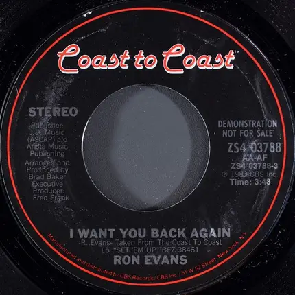 Ron Evans - I Want You Back Again