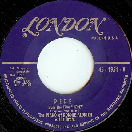 Ronnie Aldrich And His Orchestra - Our Concerto (11 Nostro Concerto) / Pepe