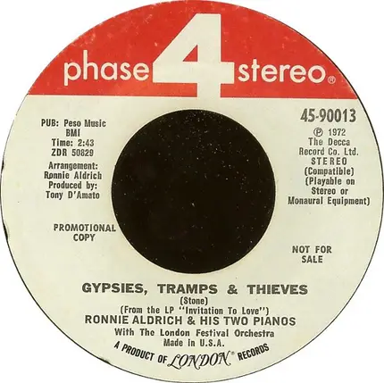 Ronnie Aldrich And His Two Pianos - Invitation To Love / Gypsies, Tramps & Thieves