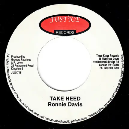 Ronnie Davis - Forget Me Now / Take Heed