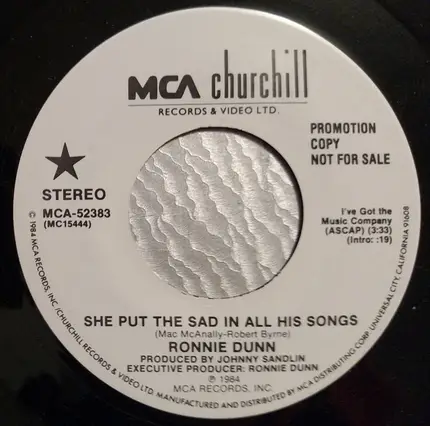 Ronnie Dunn - She Put The Sad In All His Songs
