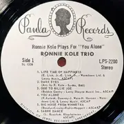 LP - Ronnie Kole - Ronnie Kole Plays For (You Alone)