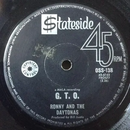 Ronny & The Daytonas - G.T.O. / Hot Rod Baby