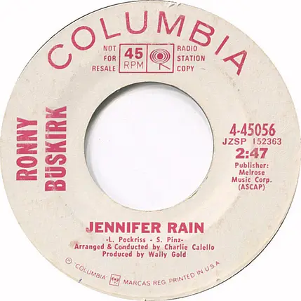 Ronny Buskirk - I Knew You When / Jennifer Rain