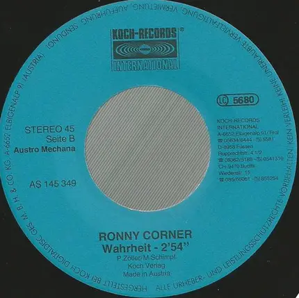 Ronny Corner - Mein Herz Muss Wieder Mal Zum Tüv