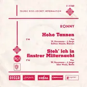 7inch Vinyl Single - Ronny - Hohe Tannen / Steh Ich In Finstrer Mitternacht - promo