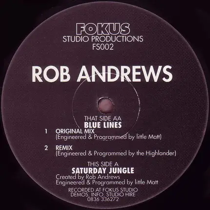 Rob Andrews - Saturday Jungle / Blue Lines
