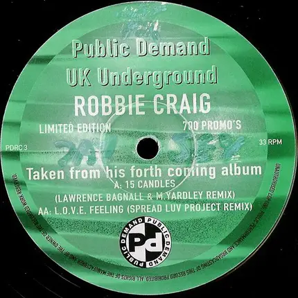 Robbie Craig - 15 Candles / L.O.V.E. Feeling