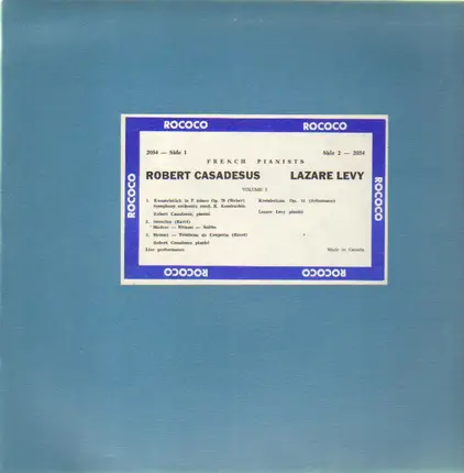 Robert Casadesus, Lazare Levy - French Pianists