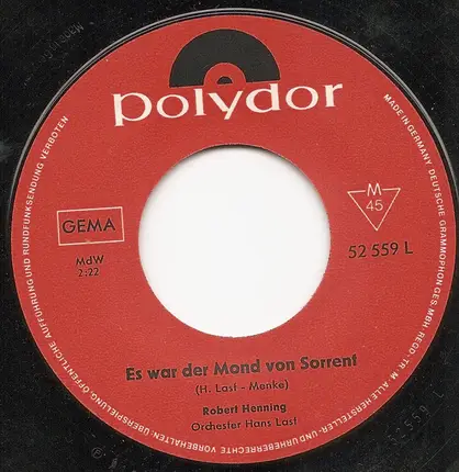 Robert Henning - Es War Der Mond Von Sorrent