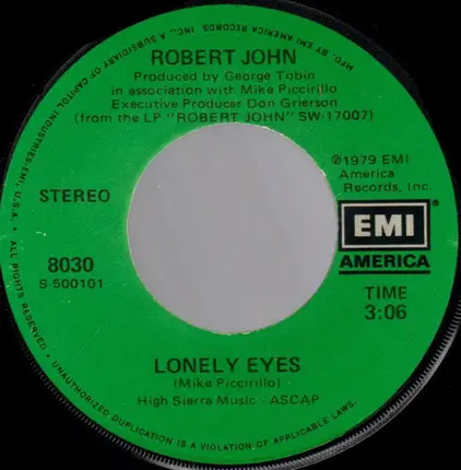 Robert John - Lonely Eyes / Dance The Night Away