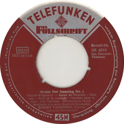 Robert Valentino Et Ses Rythmes - Music For Dancing Vol. 1