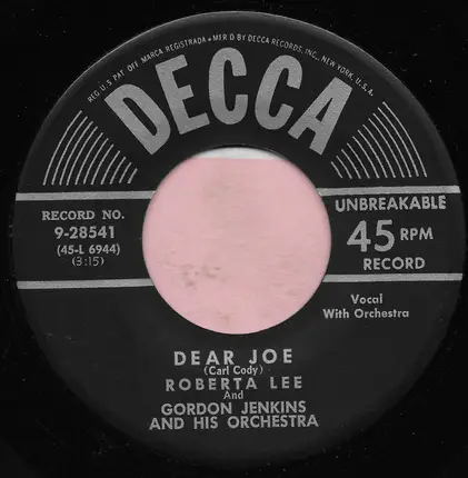Roberta Lee And Gordon Jenkins And His Orchestra - Dear Joe