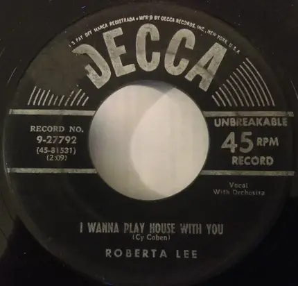 Roberta Lee - I Wanna Play House With You / Slow Poke
