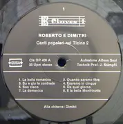 LP - Roberto Maggini E Dimitri - Canti Popolari Nel Ticino 2 - Insert