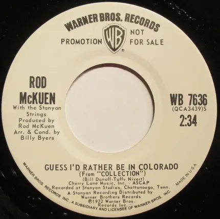 Rod McKuen , The Stanyan Strings - And To Each Season (Part II) / Guess I'd Rather Be In Colorado