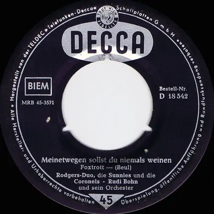 Rodgers-Duo - Du Mein Vaterhaus / Meinetwegen Sollst Du Niemals Weinen