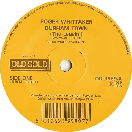 Roger Whittaker - Durham Town / I Don't Believe In If Anymore