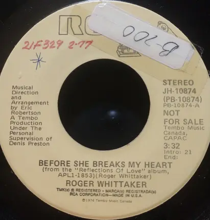 Roger Whittaker - Before She Breaks My Heart