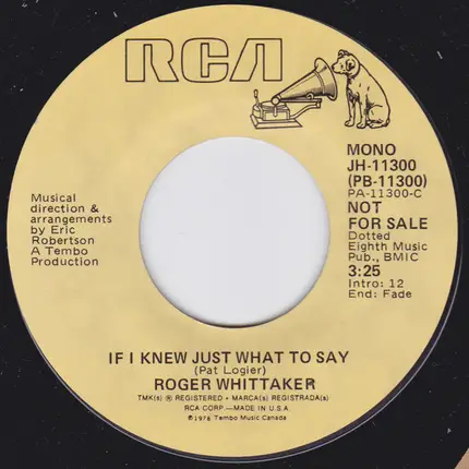 Roger Whittaker - If I Knew Just What To Say