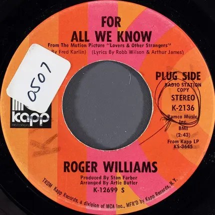 Roger Williams - For All We Know