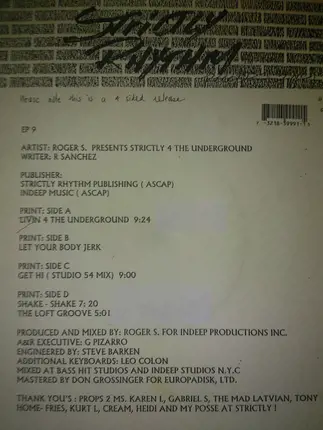 Roger Sanchez - Strictly 4 The Underground