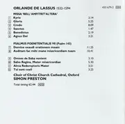 CD - Roland de Lassus - The Choir Of Christ Church Cathedral / Simon Preston - Missa 'Bell' Amfitrit' Altera' / Psalmus Poenitentalis VII / 4 Motets