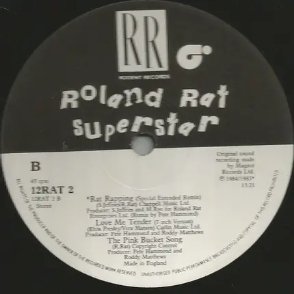Roland Rat Superstar - Love Me Tender / Rat Rapping