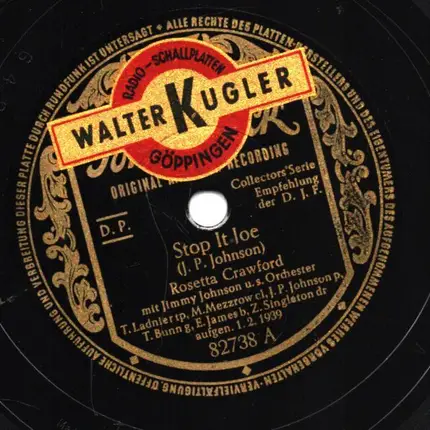 Rosetta Crawford With Jimmy Johnson And His Band - My Man Jumped Salty On Me / Stop It, Joe