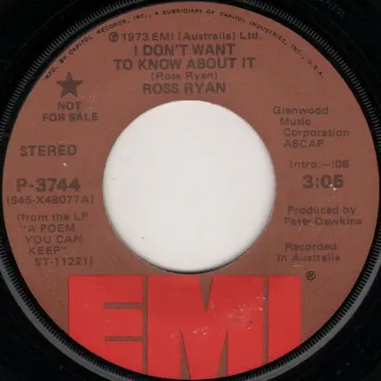 Ross Ryan - I Don't Want To Know About It