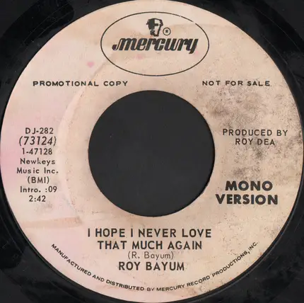 Roy Bayum - I Hope I Never Love That Much Again