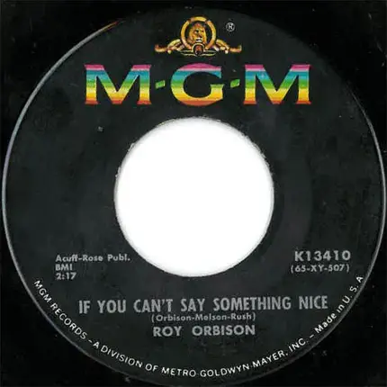 Roy Orbison - Crawling Back / If You Can't Say Something Nice