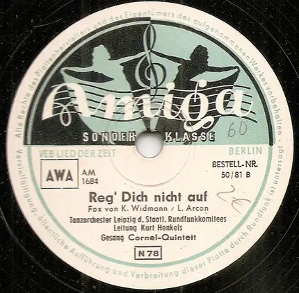 Rundfunk-Tanzorchester Leipzig , Kurt Henkels - Keine Angst Vor Großen Tieren / Reg' Dich Nicht Auf