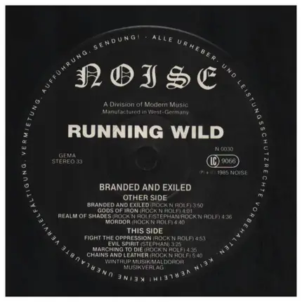 Running Wild - Branded and Exiled