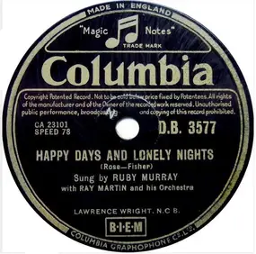 Ruby Murray - Happy Days And Lonely Nights / Let Me Go Lover