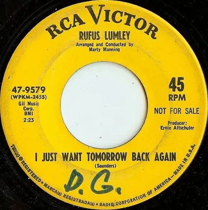 Rufus Lumley - Kiss The Lips Of A Fool / I Just Want Tomorrow Back Again
