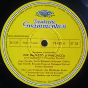 LP - Ruggiero Leoncavallo - Herbert von Karajan , Joan Carlyle • Carlo Bergonzi • Giuseppe Taddei • Orch - Der Bajazzo (I Pagliacci (Opernquerschnitt In Italienischer Sprache))