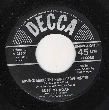 Russ Morgan And His Orchestra - Walkin' To Missouri / Absence Makes The Heart Grow Fonder (For Somebody Else)