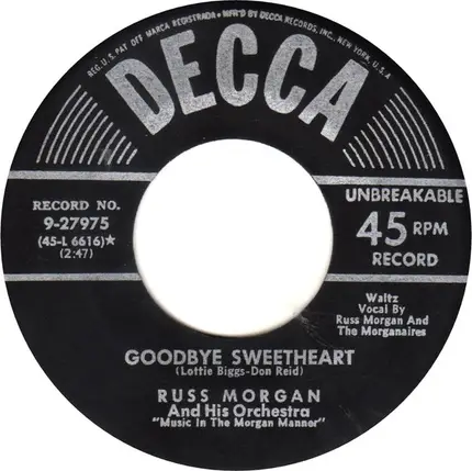 Russ Morgan And His Orchestra - Wishin' / Goodbye Sweetheart