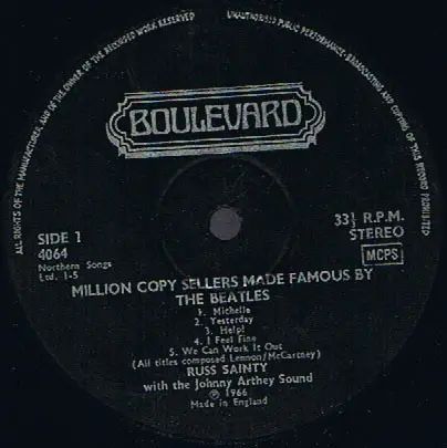 Russ Sainty With Johnny Arthey Orchestra - Million Copy Sellers Made Famous By The Beatles