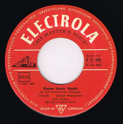 Ruth Fischer - Der Dicke Alfredo Conzales / Komm Heute Nacht