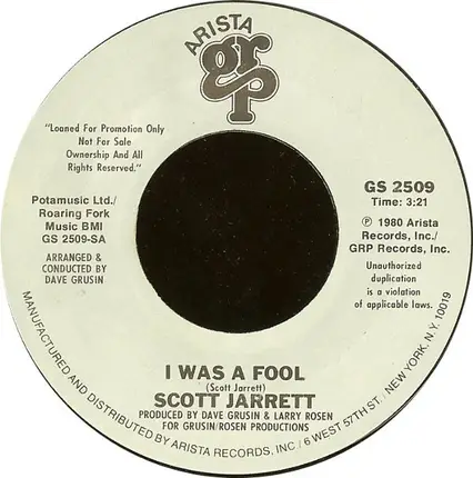 Scott Jarrett - I Was A Fool / The Image Of You